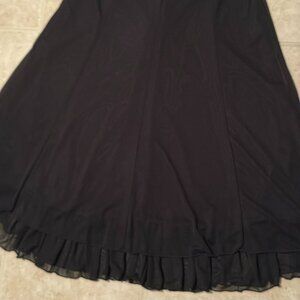 Dressbarn Collection | Two-tiered Ruffled Midi Skirt | Black | Size S